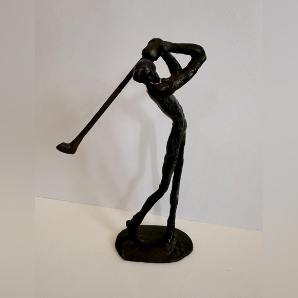 Vtg Bronze Golf Swing Sculpture 10”x4” - Picture 1 of 2